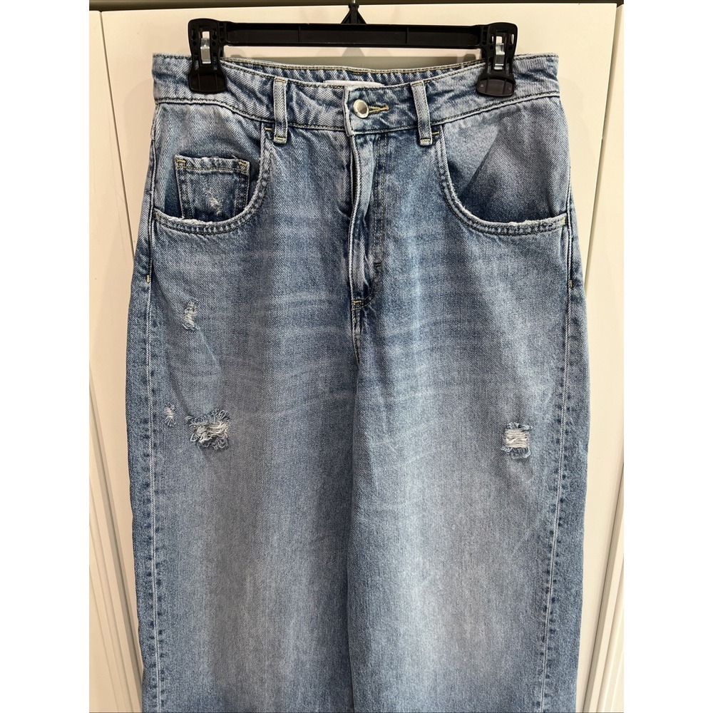Icon Denim Los Angeles Poppy Wide Leg Jeans Distressed Skater Baggy - Picture 4 of 10